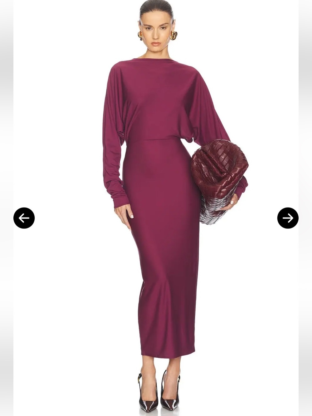 Helsa Matte Jersey Open Back dress in Cabernet